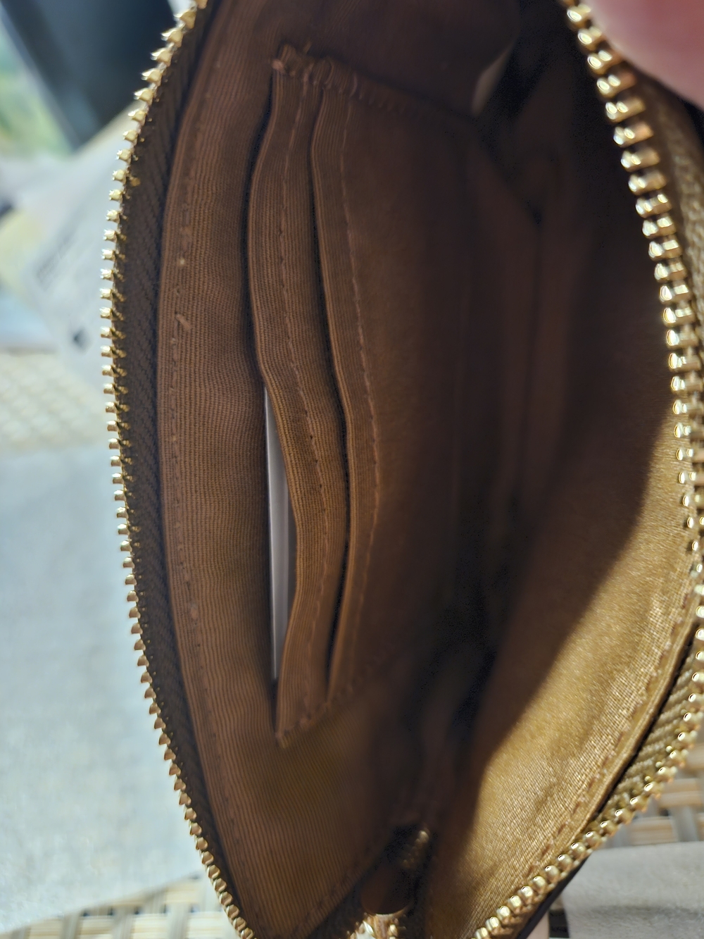 Coach Brown Signature Canvas Wristlet with White Leather Accent - Picture 3 of 9